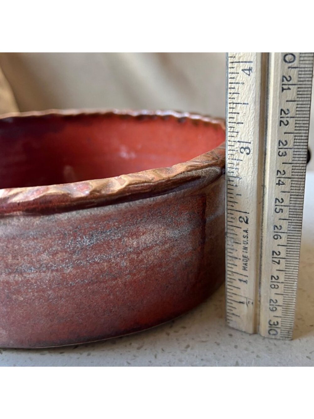 Signed Casserole Dish Brick Red Ceramic Applied Handles 9.75" x 6.5" x 3" Gift - Picture 7 of 10